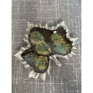 Van Briggle Leaf Trinket Candy Dish Vintage Colorado Springs Drip Glazed 8.5"x9"